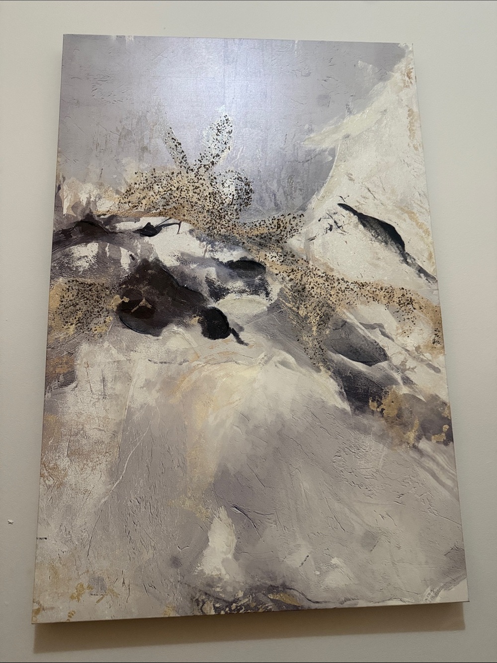 Abstract Neutral-Tone Canvas Wall Art in Gray, White and Gold